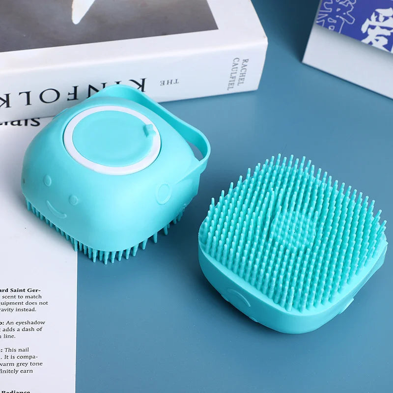 Bathroom Dog Bath Brush Pet Shower Brush Soft Safety Silicone Comb Shampoo Box